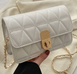 White Mini Quilted leather Shoulder Chain Bag